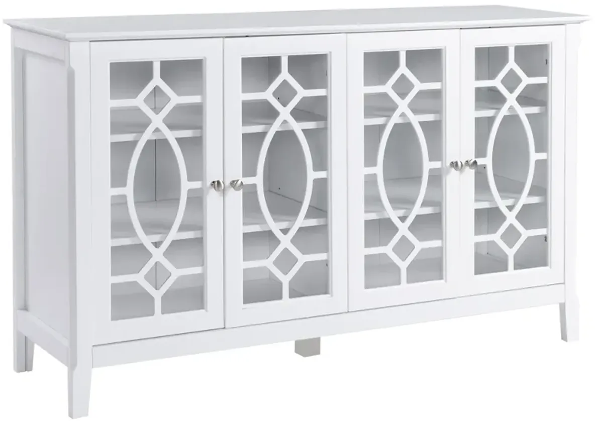 Vintage Sideboard Accent Cabinet Kitchen Buffet Glass Doors Adjustable Shelves