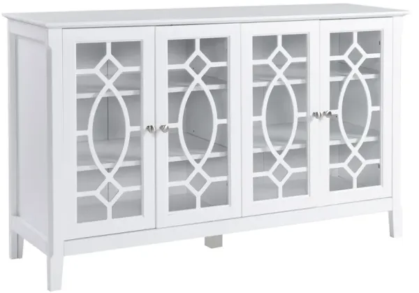 Vintage Sideboard Accent Cabinet Kitchen Buffet Glass Doors Adjustable Shelves