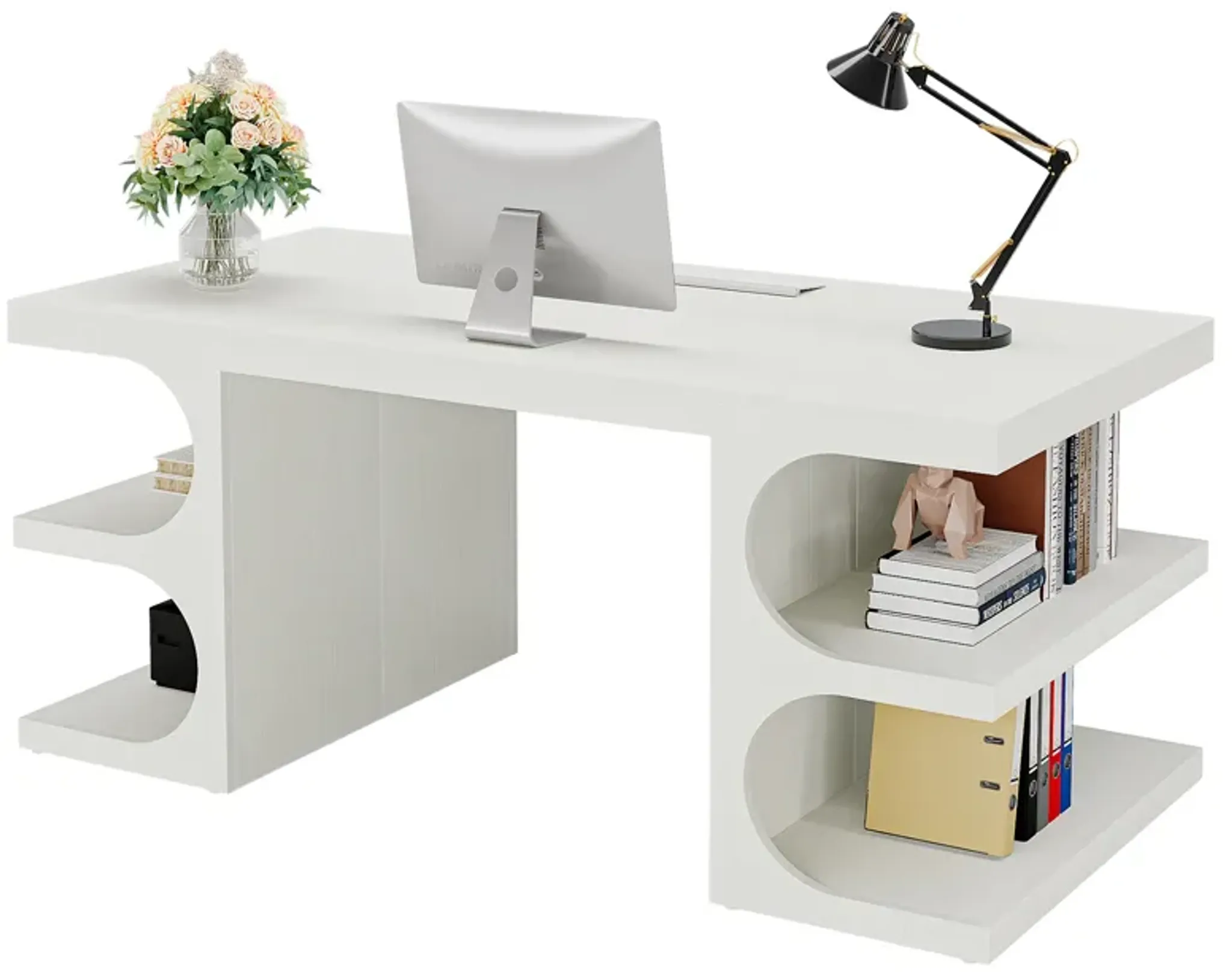 Large Computer Desk With Storage Shelves 62 Executive Office Desk ...