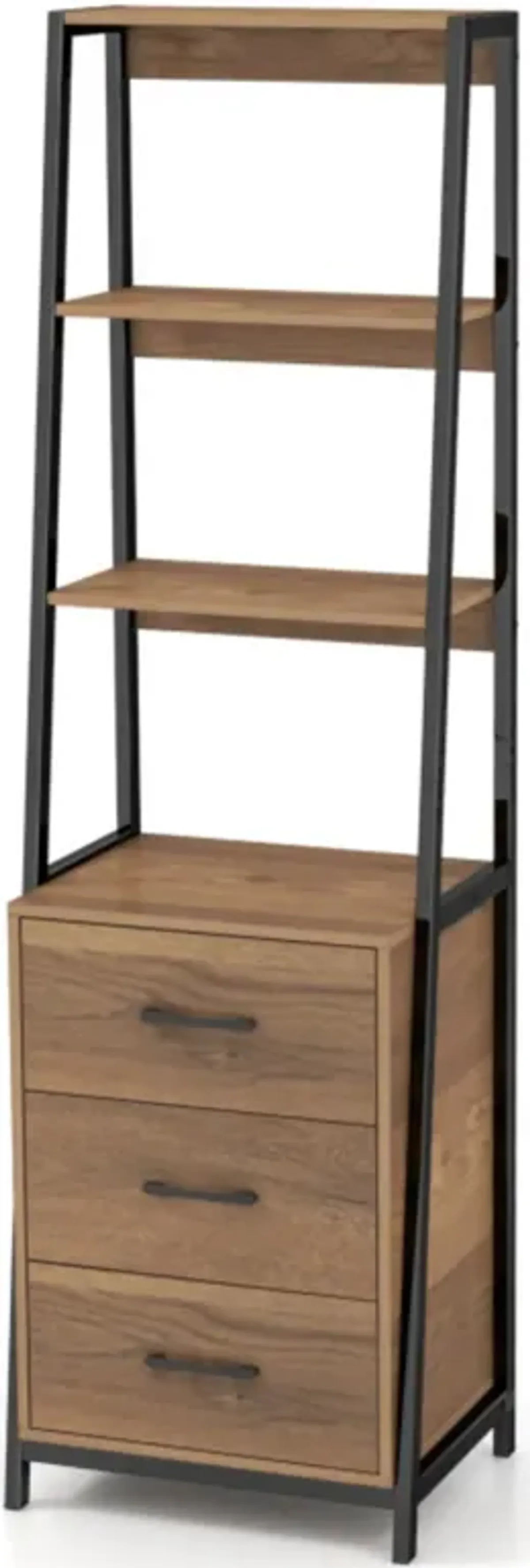 Hivvago Multifunctional Tall Bookcase with Open Shelves and Storage Drawers