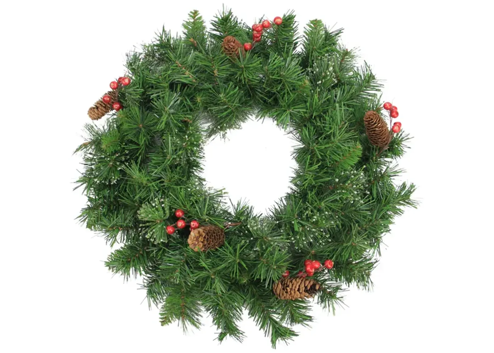 Iced Mixed Pine Berries and Pinecones Artificial Christmas Wreath - 24-Inch  Unlit