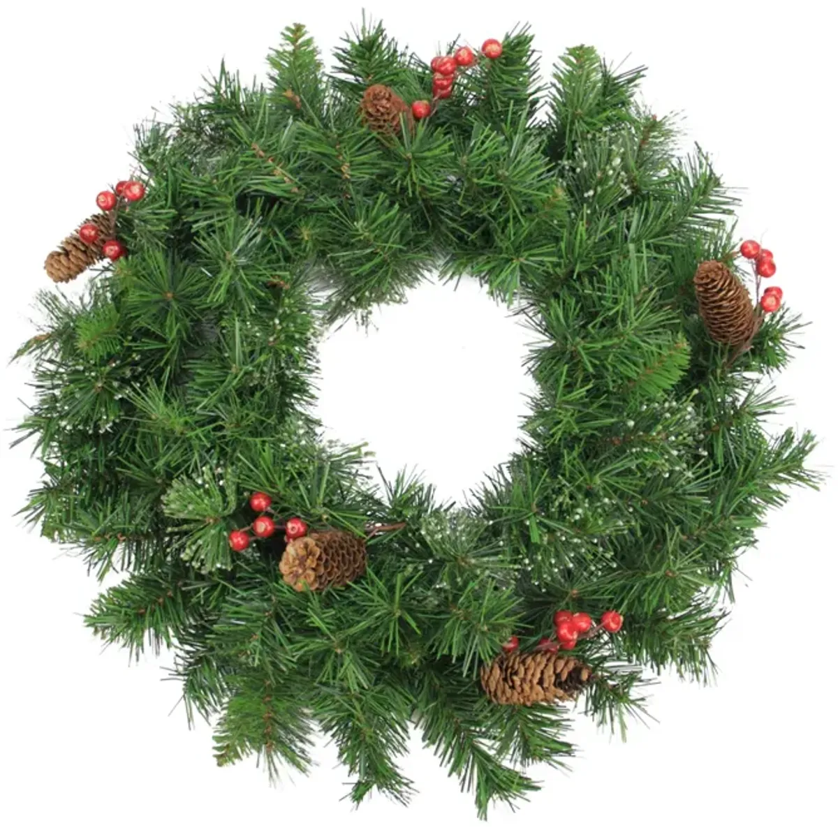 Iced Mixed Pine Berries and Pinecones Artificial Christmas Wreath - 24-Inch  Unlit