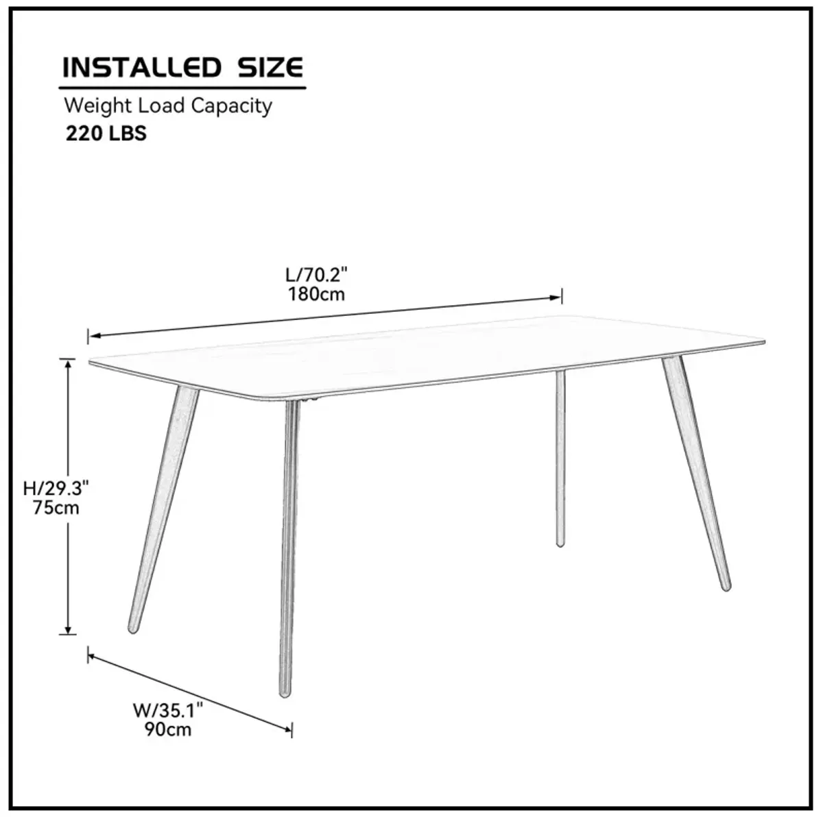 Update Package Sintered Stone Dining Table Thickness of 12mm Porcelain 70.86" Black