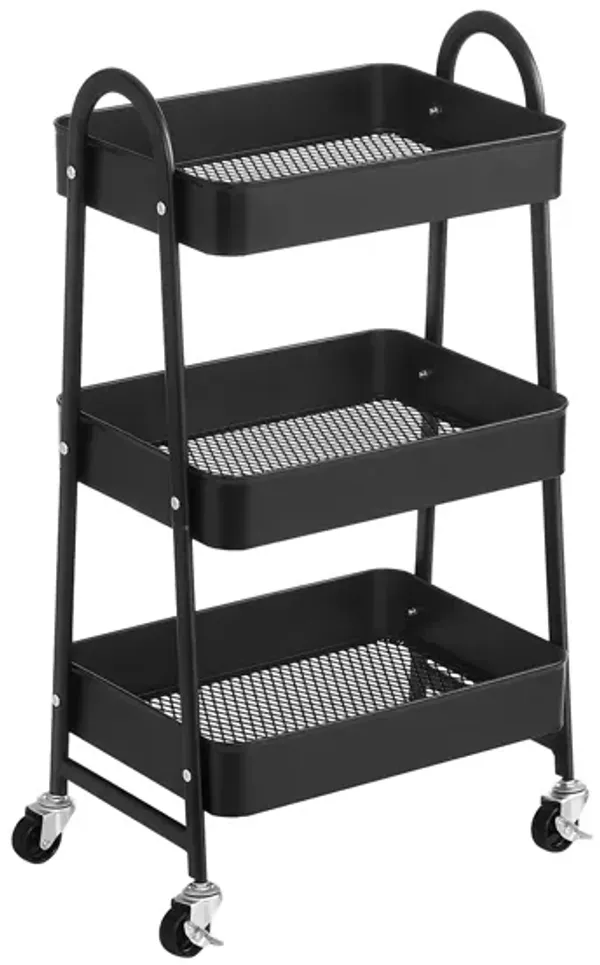 Hivvago Black 3-Tiers Metal Storage Cart