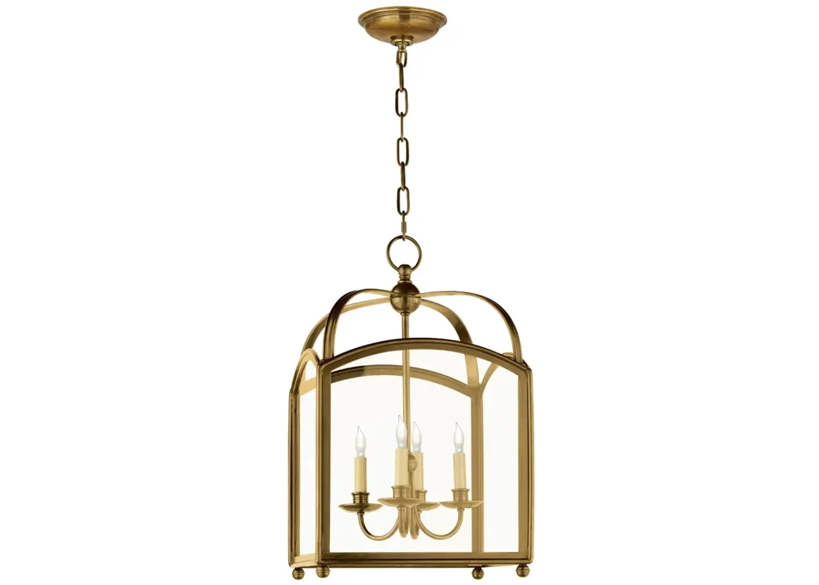 Arch Top Small Lantern in Antique-Burnished Brass