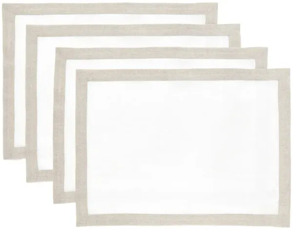 Solino Home 100% Pure Linen Placemats 14 x 19 Inch Set of 4 - Classic