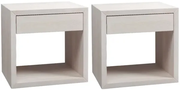 Set of 2 Whitewash Floating Nightstands - Modern Solid Wood Design with Drawer | Stylish Wall-Mounted Bedside Tables