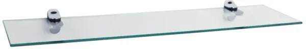 Glass Floating Shelf with Chrome Brackets 24 x 6"