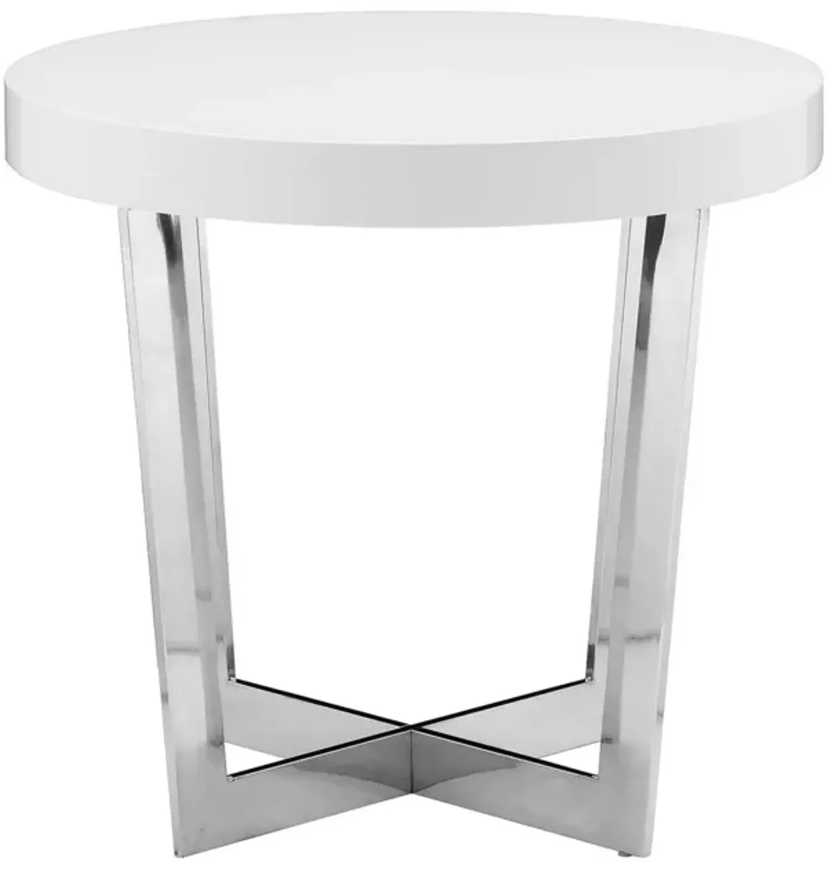 Tini 24 Inch Side End Table, Round Shaped Top, Metal Frame, White Finish - Benzara