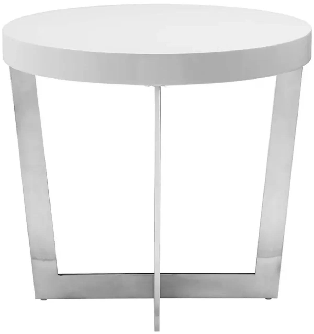 Tini 24 Inch Side End Table, Round Shaped Top, Metal Frame, White Finish - Benzara