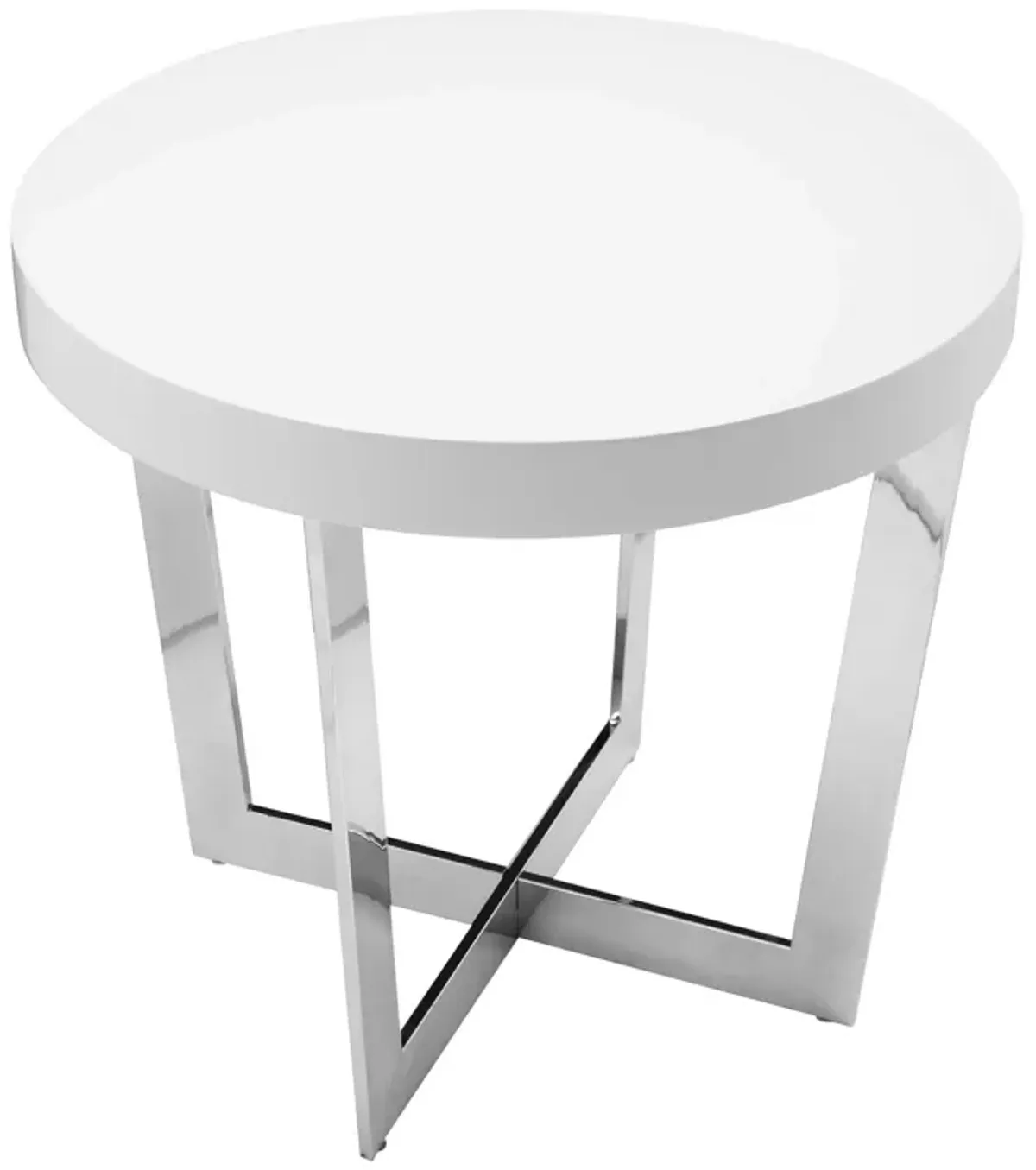 Tini 24 Inch Side End Table, Round Shaped Top, Metal Frame, White Finish - Benzara