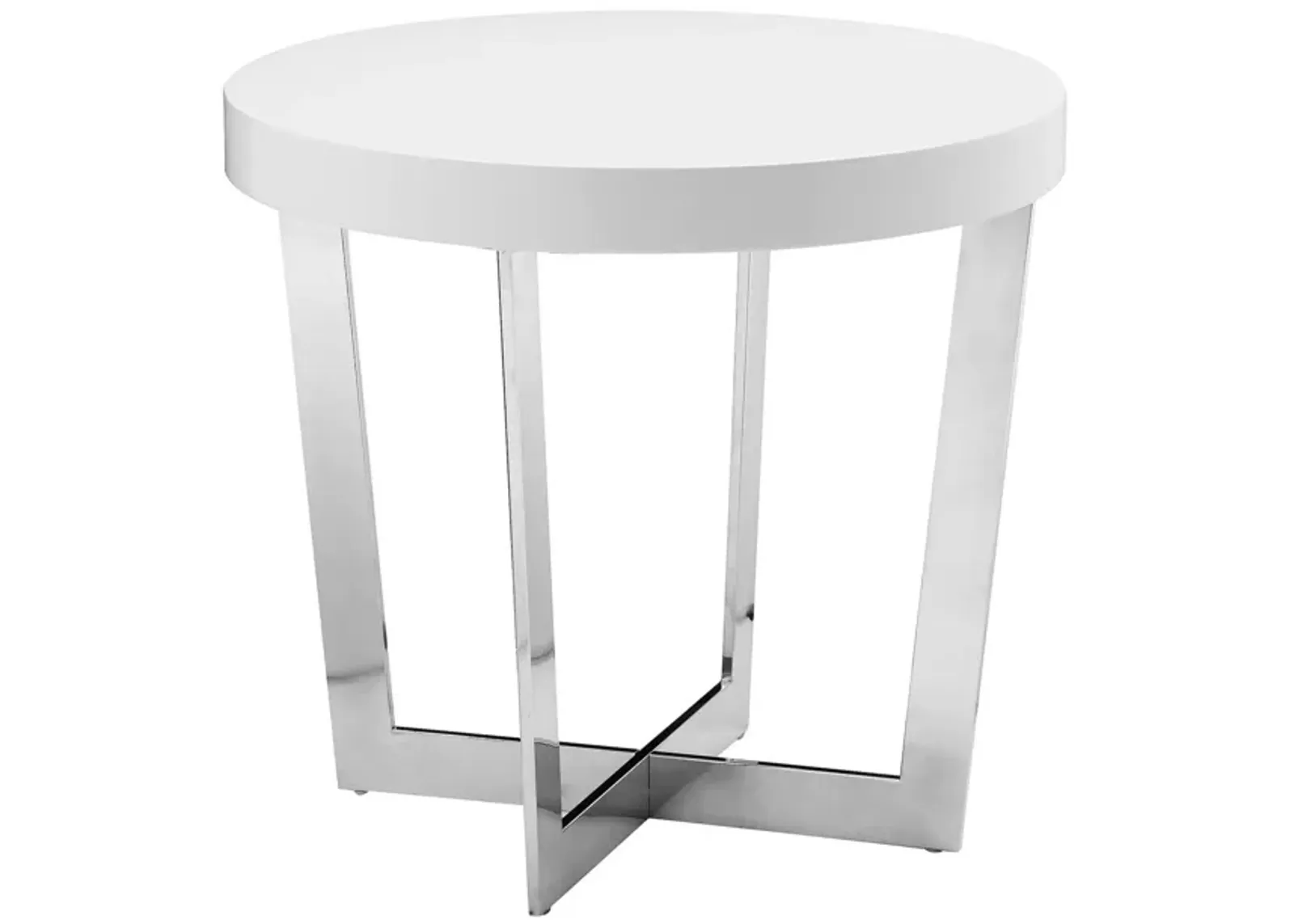 Tini 24 Inch Side End Table, Round Shaped Top, Metal Frame, White Finish - Benzara