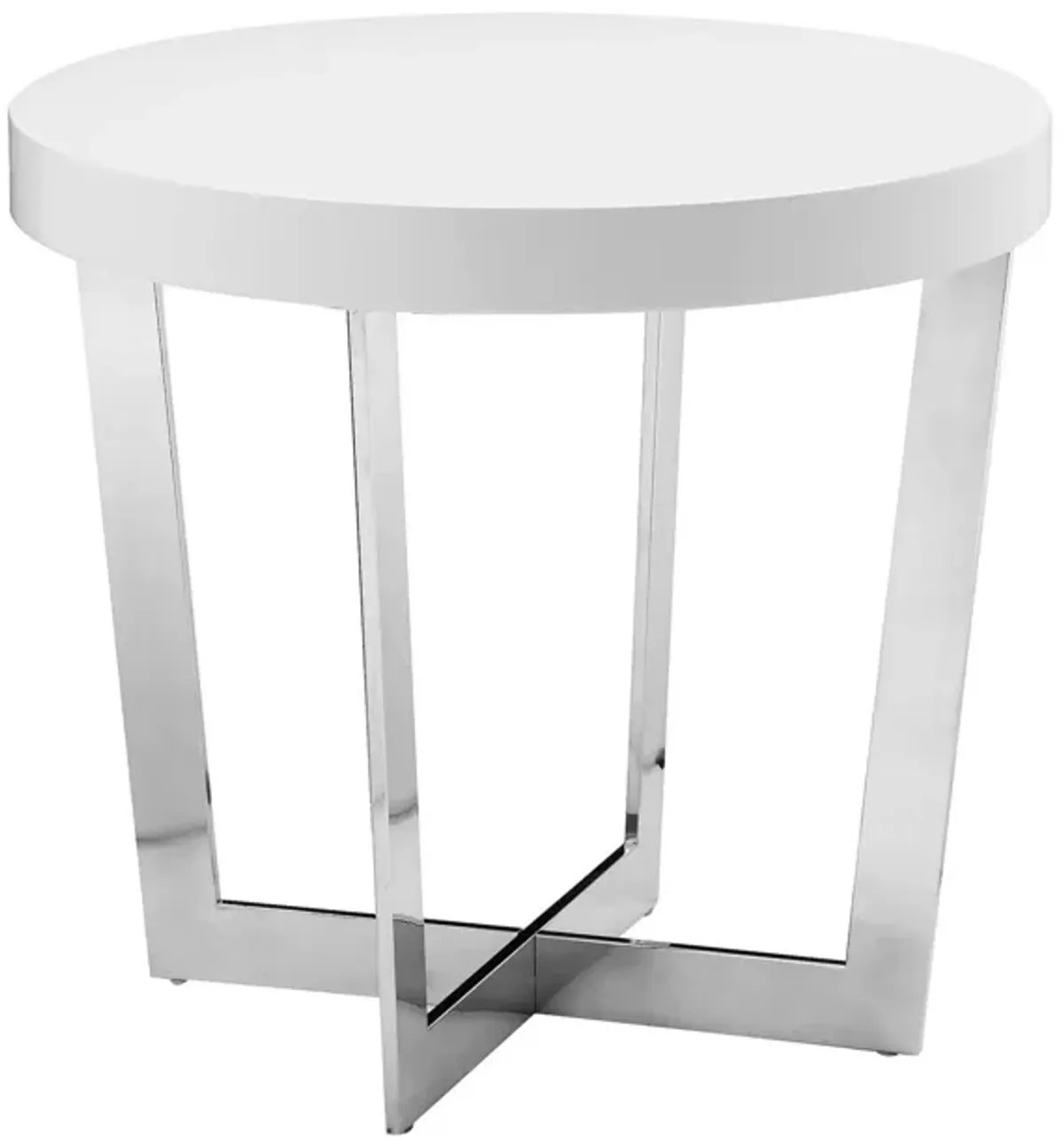 Tini 24 Inch Side End Table, Round Shaped Top, Metal Frame, White Finish - Benzara