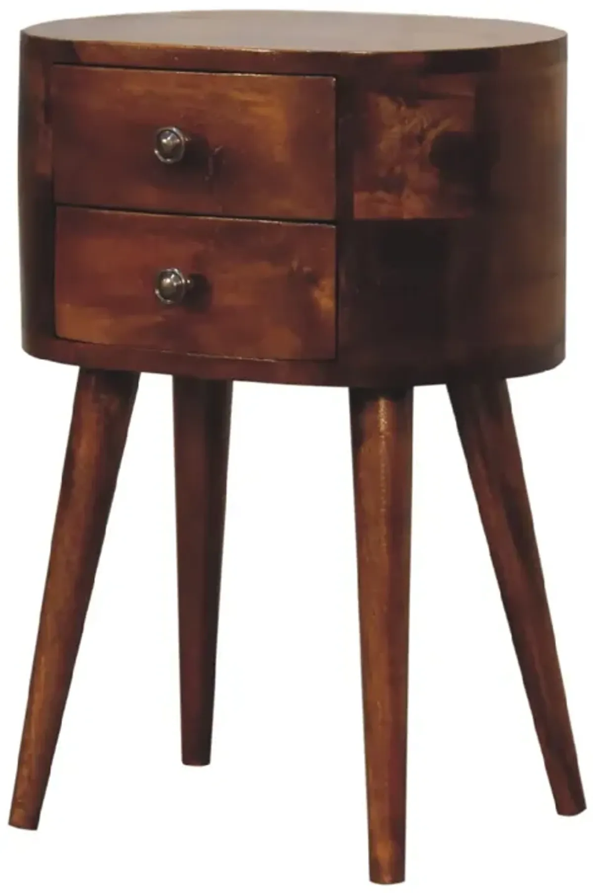 Mini Chestnut Rounded Nightstand Table