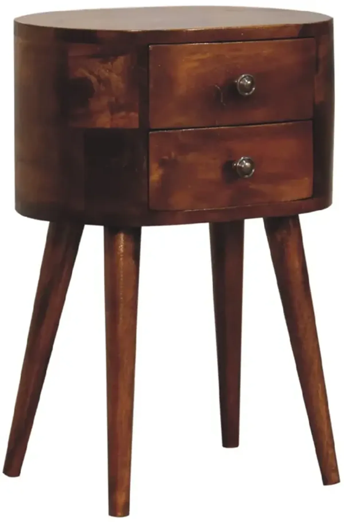 Mini Chestnut Rounded Nightstand Table