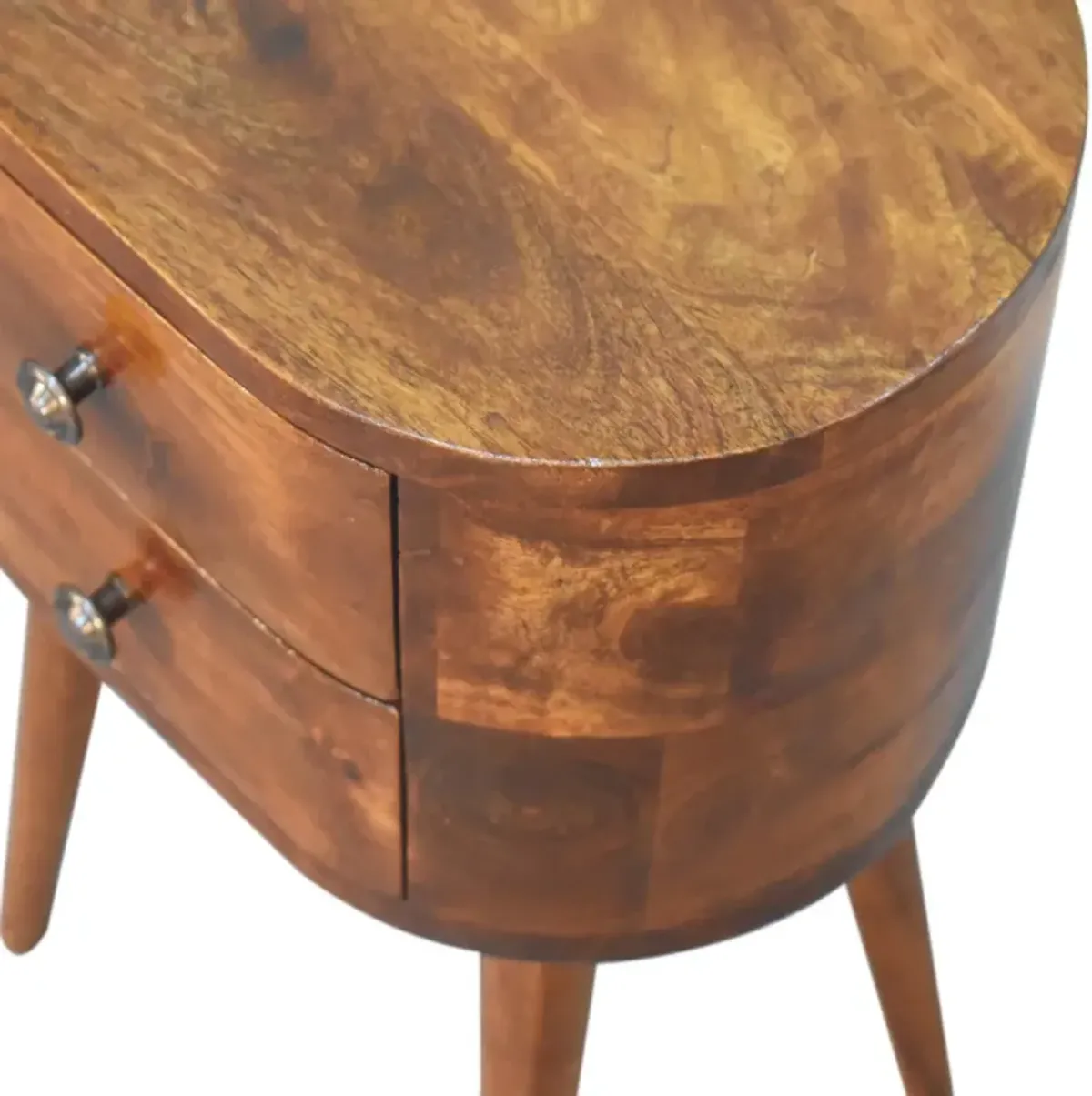 Mini Chestnut Rounded Nightstand Table