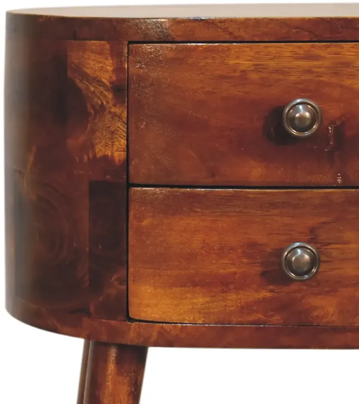 Mini Chestnut Rounded Nightstand Table