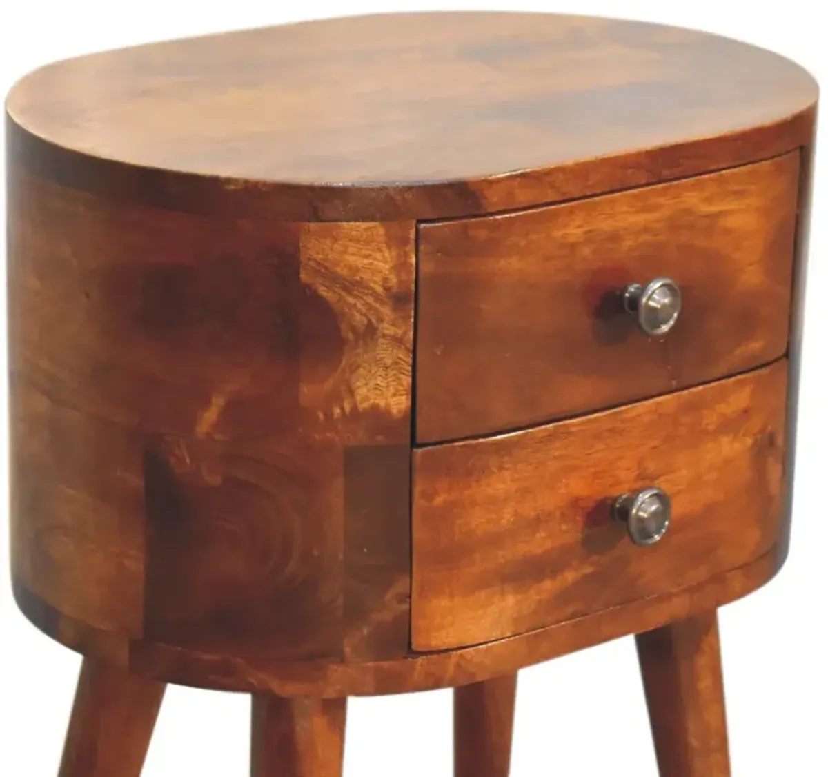 Mini Chestnut Rounded Nightstand Table