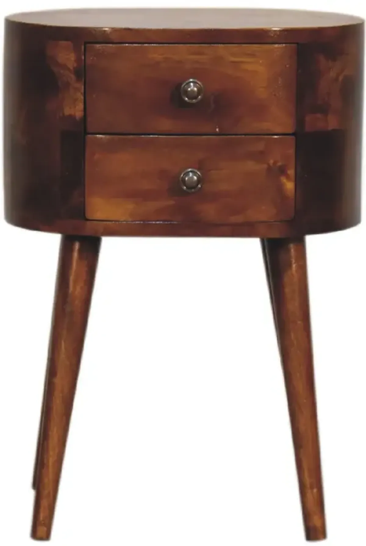 Mini Chestnut Rounded Nightstand Table