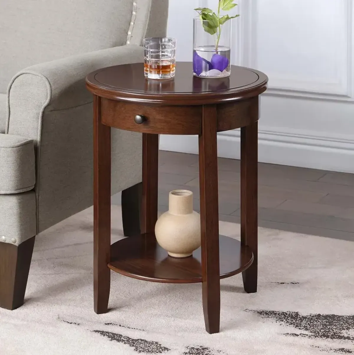 Convenience Concepts American Heritage Baldwin 1 Drawer End Table with Shelf