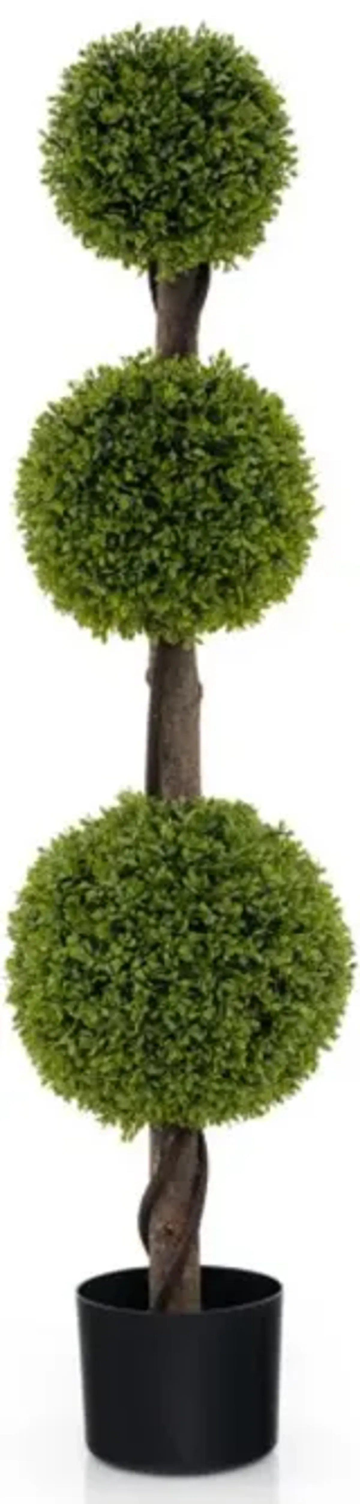 Hivvago 4 FT Artificial Ball Shape Bush Tree with Lush PE leaves and Trunk