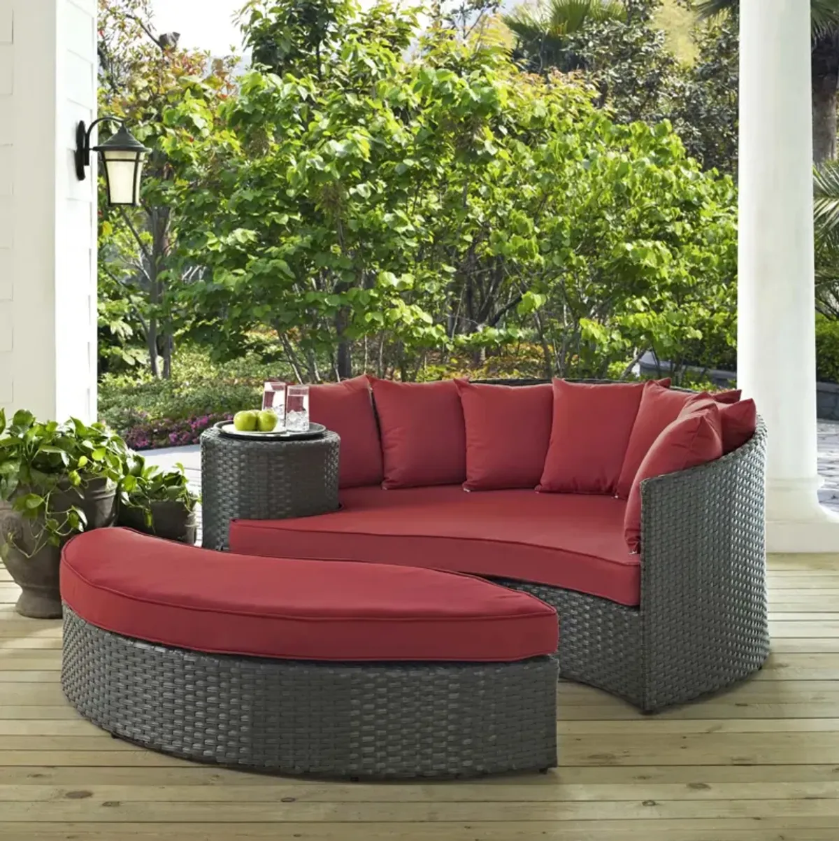 Sojourn Outdoor Patio Furniture Collection - Sectional Sofa Daybed with Sunbrella Cushions, Synthetic Rattan Weave, UV Protection, and Aluminum Frame