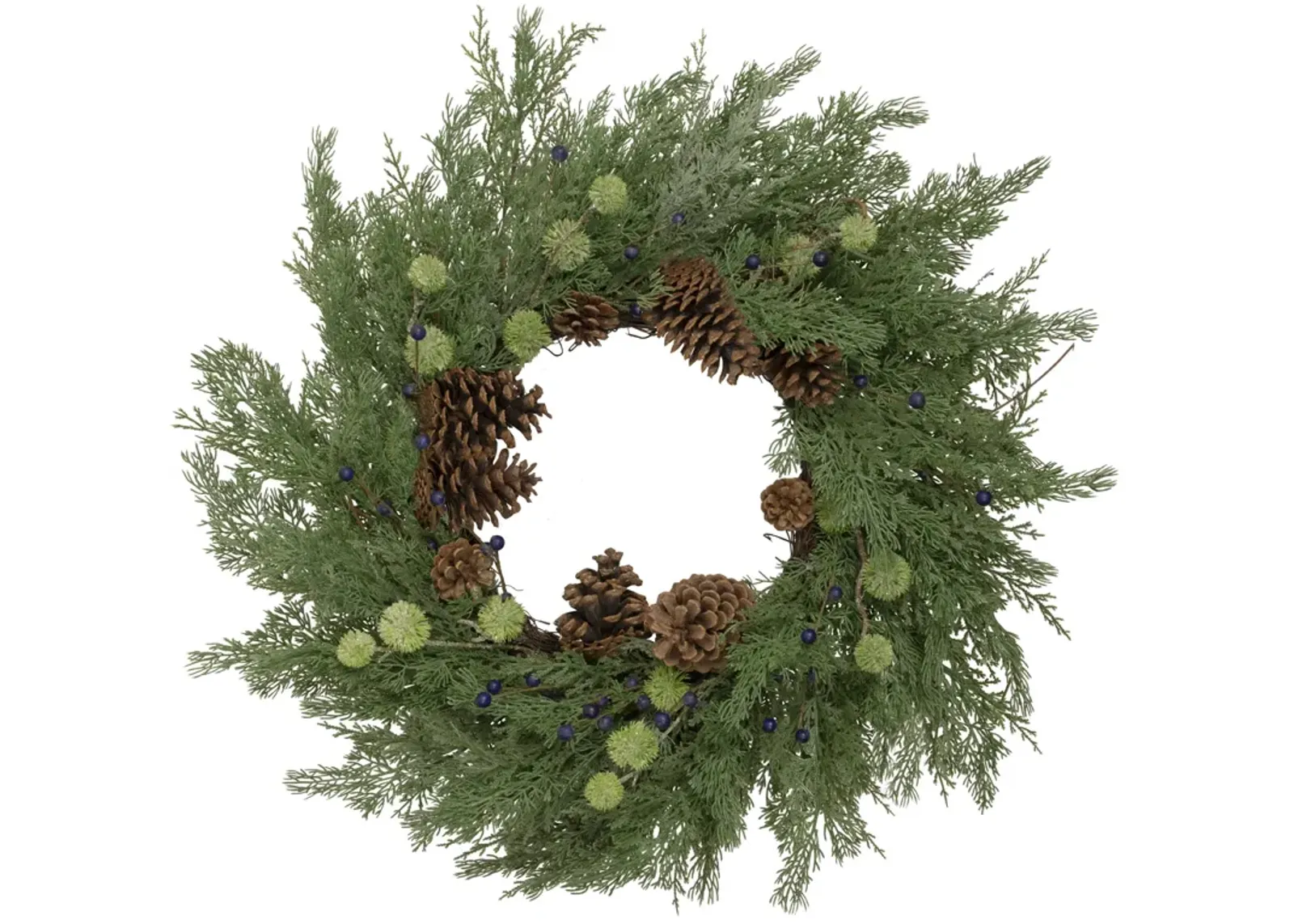 Pinecones and Blueberries Artificial Christmas Wreath  28-Inch  Unlit