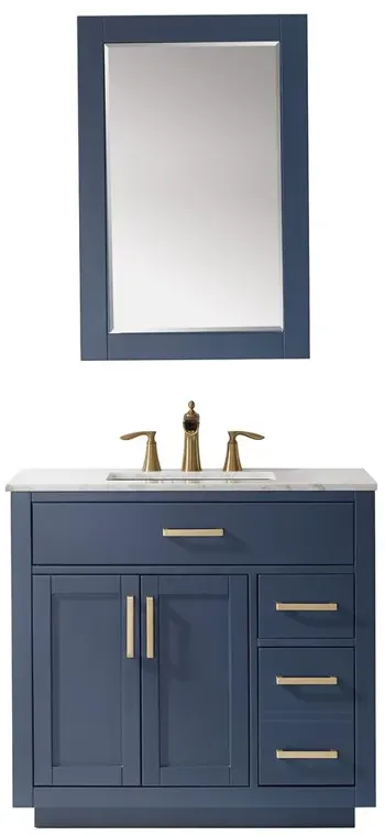 Altair 36 Single Bathroom Vanity Set in Royal Blue with Mirror