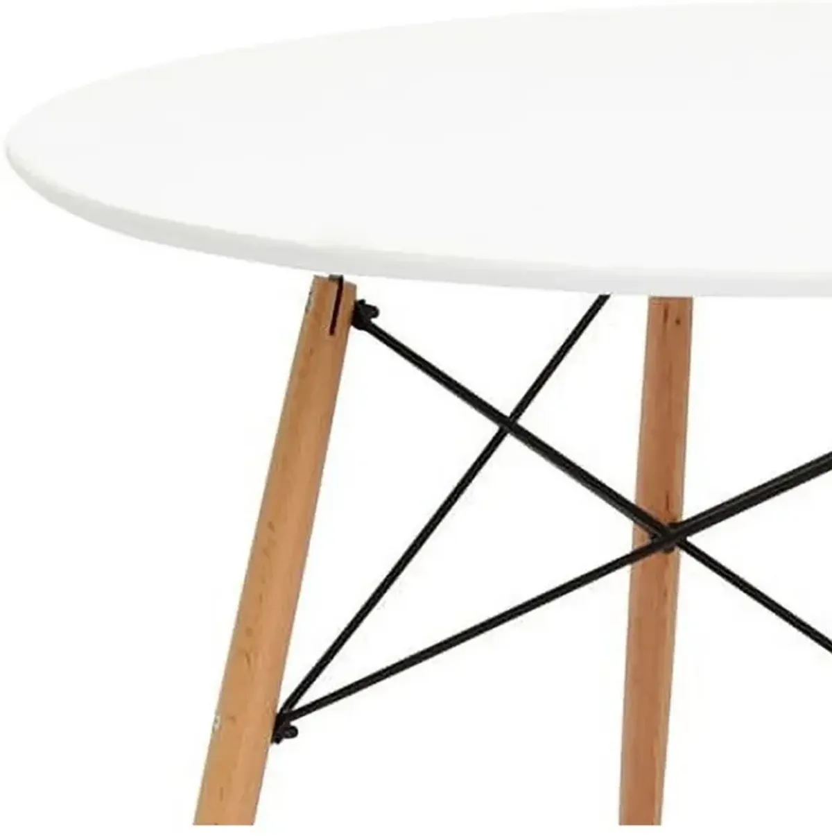 Riha 36 Inch Dining Accent Table, Round Top, Beech Wood, White and Brown - Benzara