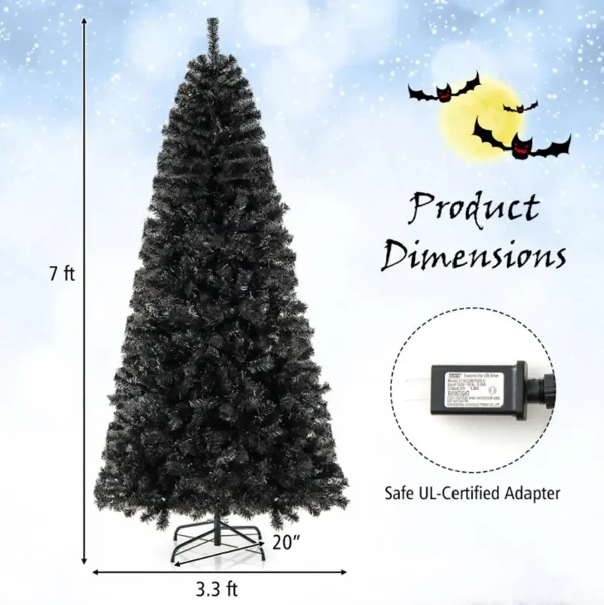 Hivvago 6/7 FT Artificial Christmas Tree with Bendable Top Section and Warm Light