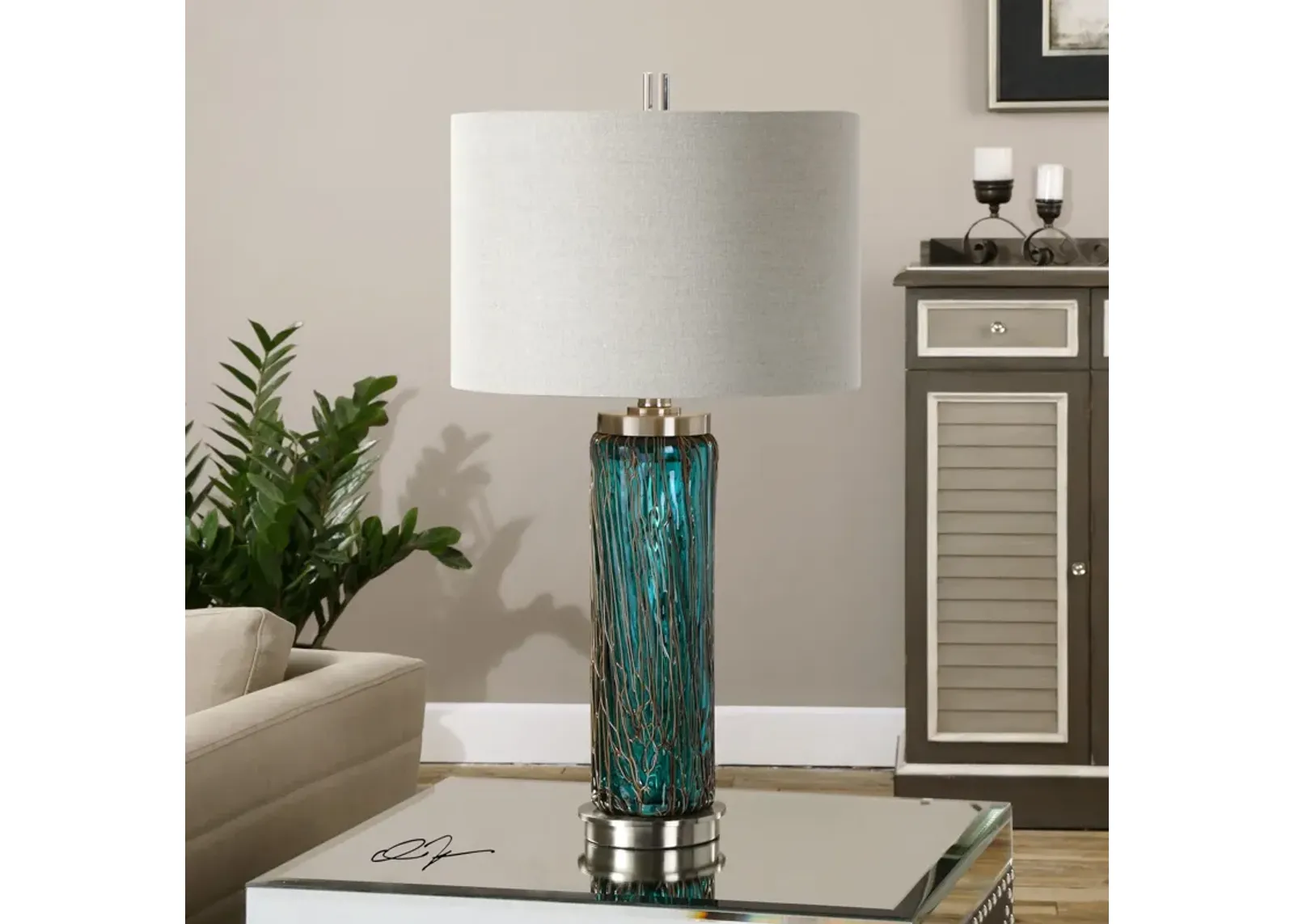 Uttermost Almanzora Blue Glass Lamp