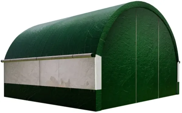 Mondawe 12.4 ft ×12.4 ft Large Henhouse Metal Chicken Run Dome Shape Walk-in Fence Henhouse with All PE Cloth Cover, Suitable for Outdoor and Yard Farm Use
