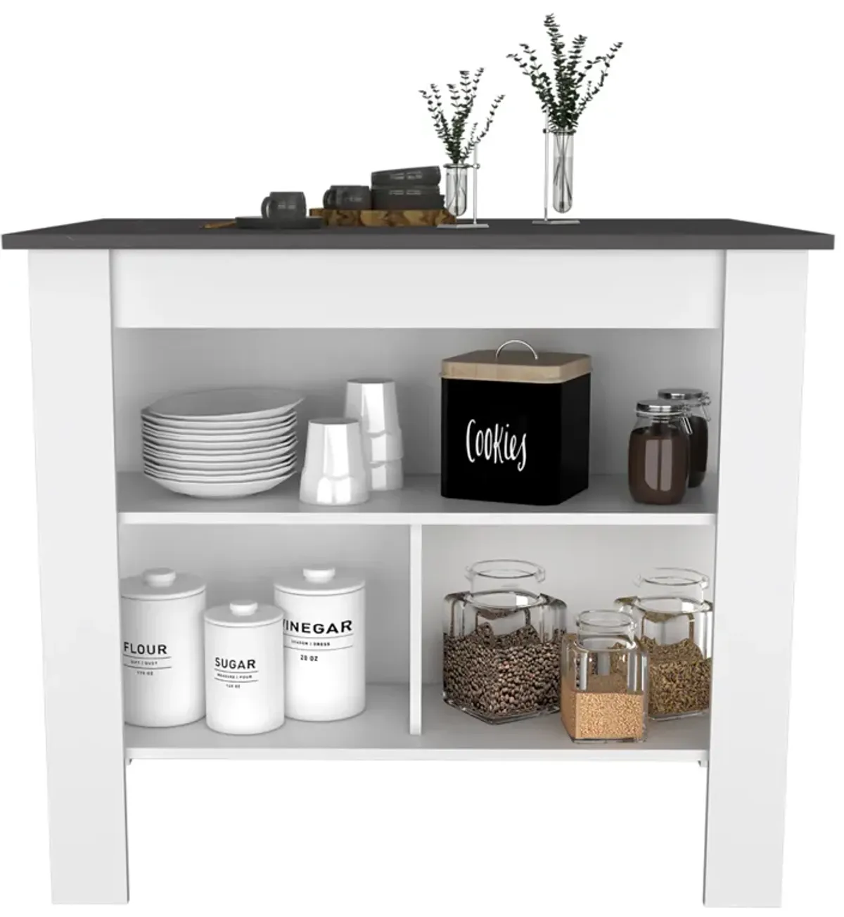 Kitchen Island Dozza, Kitchen, White / Onyx