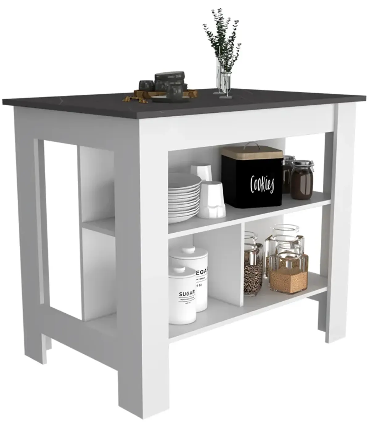 Kitchen Island Dozza, Kitchen, White / Onyx