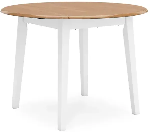 Gasy Dining Table, Extendable 26-42 Inch White Brown Wood, 2 Leaves - Benzara