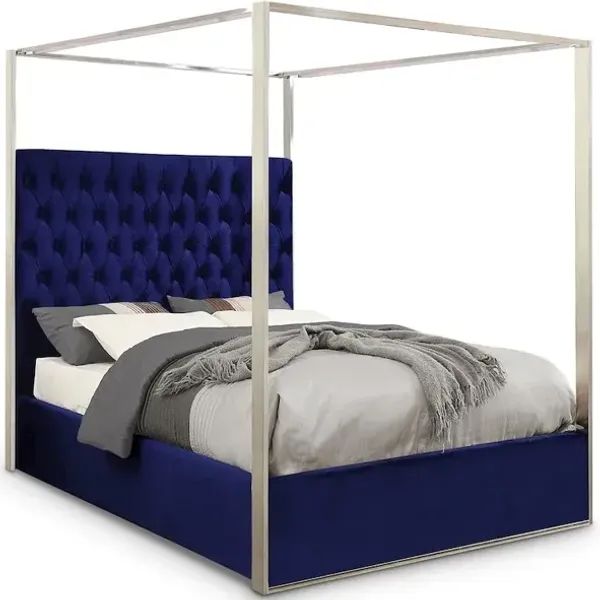Meridian Furniture Porter Navy Velvet Queen Bed