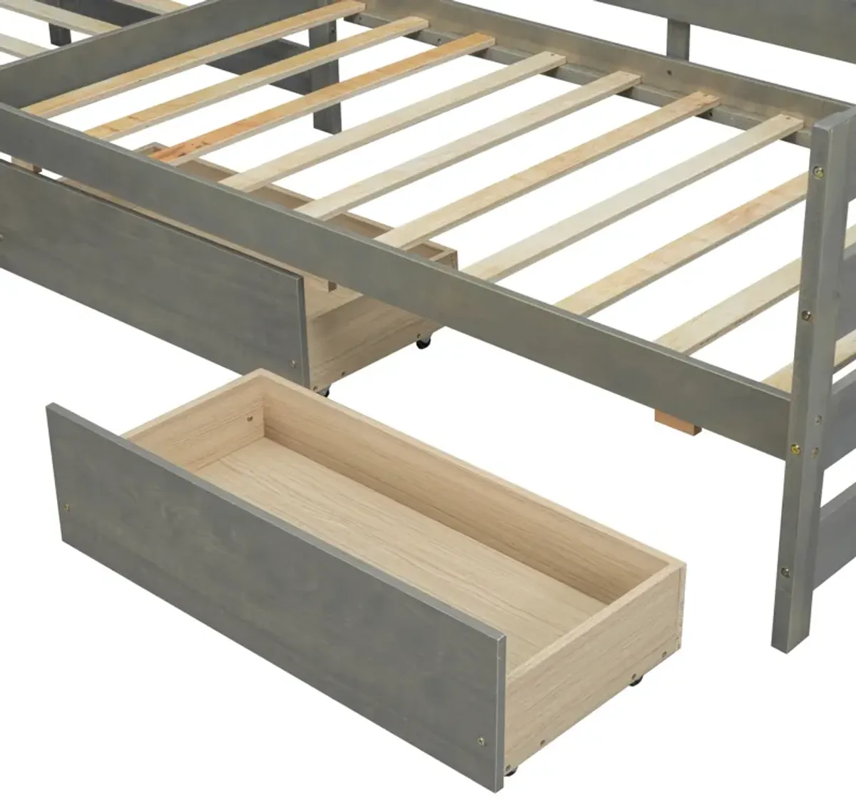 Merax L-shaped Platform Bed with 3 Storage Drawers