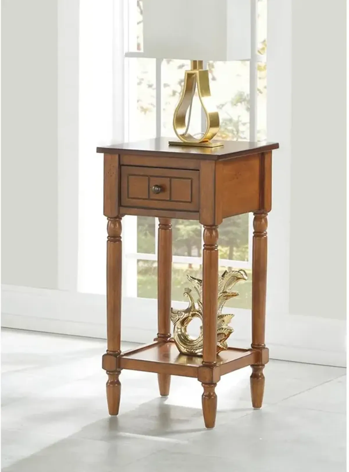 Convience Concept, Inc. French Country Khloe 1 Drawer Accent Table with Shelf Walnut