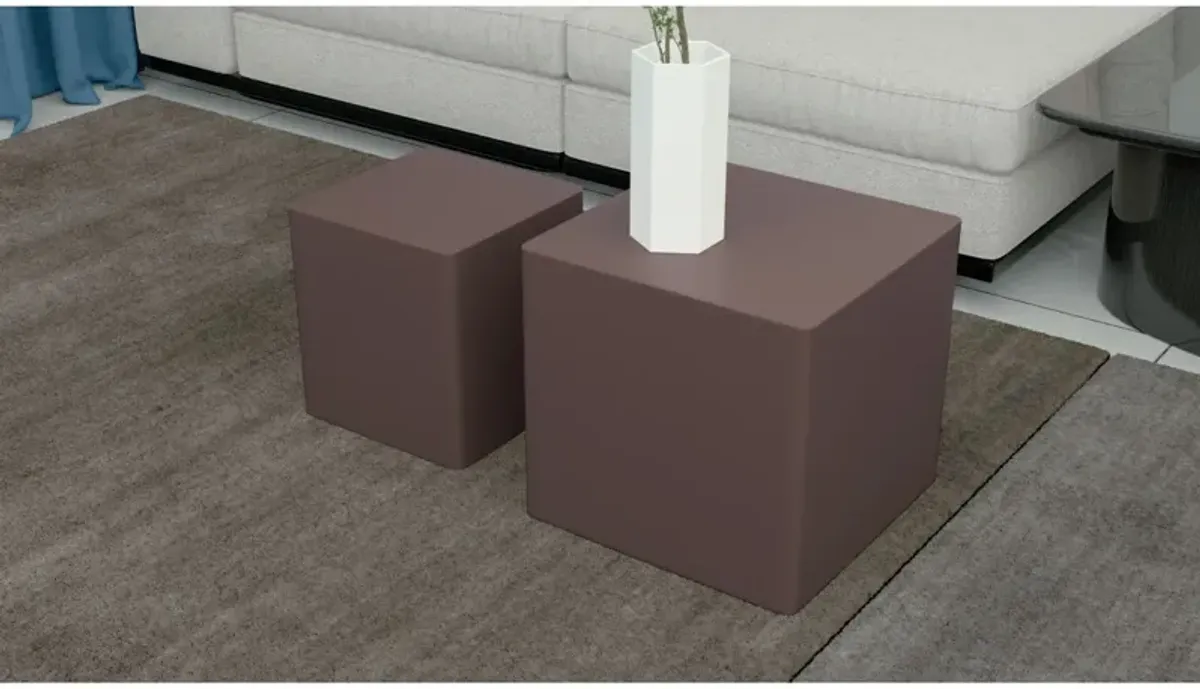 MDF Nesting Table Set Of 2 Chocolate Brown