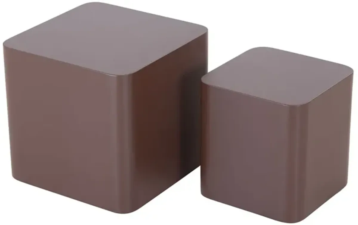 MDF Nesting Table Set Of 2 Chocolate Brown