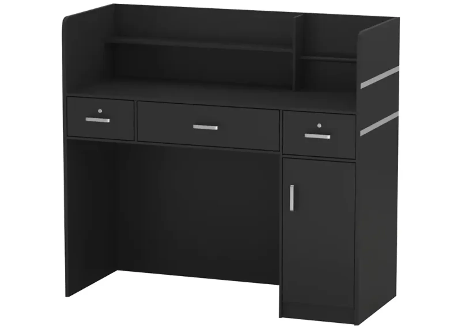 47.2 in. Rectangle Black Wooden Desk with 3-Drawers, Cabinet and Shelves