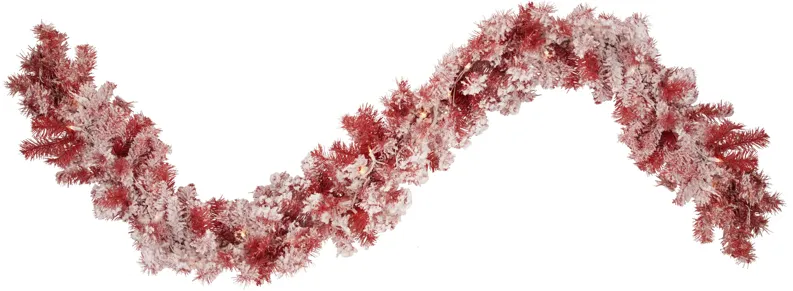 9' x 12" Pre-lit Flocked Red Pine Artificial Christmas Garland  Clear Lights