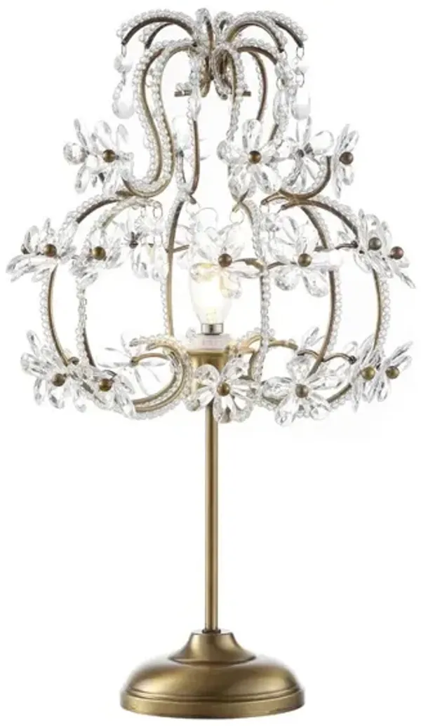 Clara Crystal Flower Beaded Girandole Metal/Acrylic LED Table Lamp