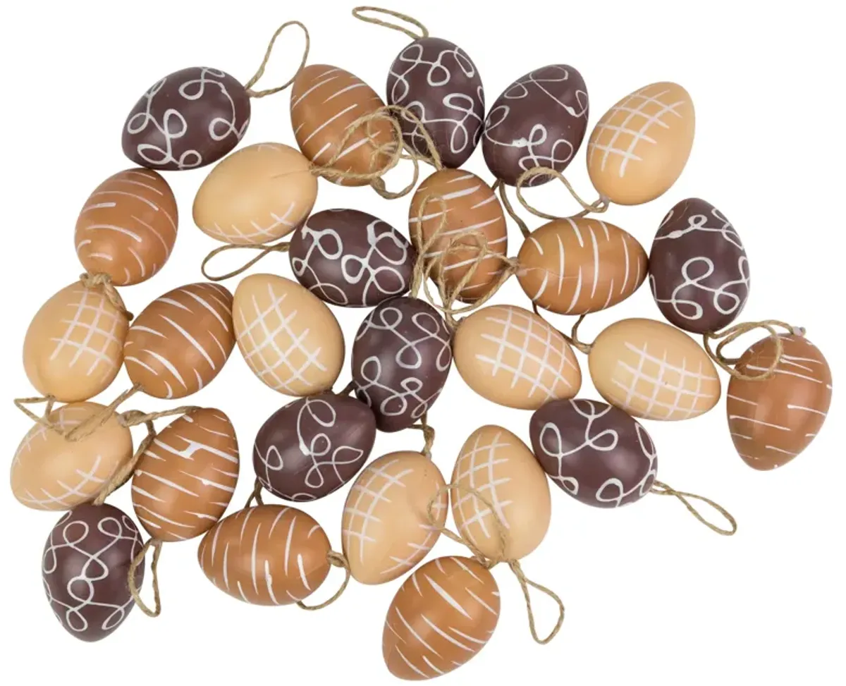 Set of 27 Brown and Beige Spring Easter Egg Ornaments 2.25"
