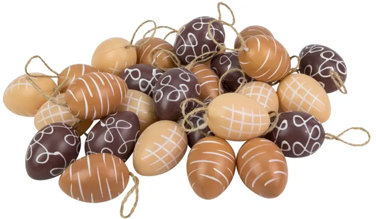 Set of 27 Brown and Beige Spring Easter Egg Ornaments 2.25"