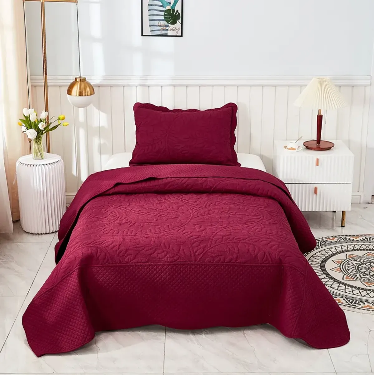 MarCielo 100% Cotton Oversized Bedspread Quilt Set T