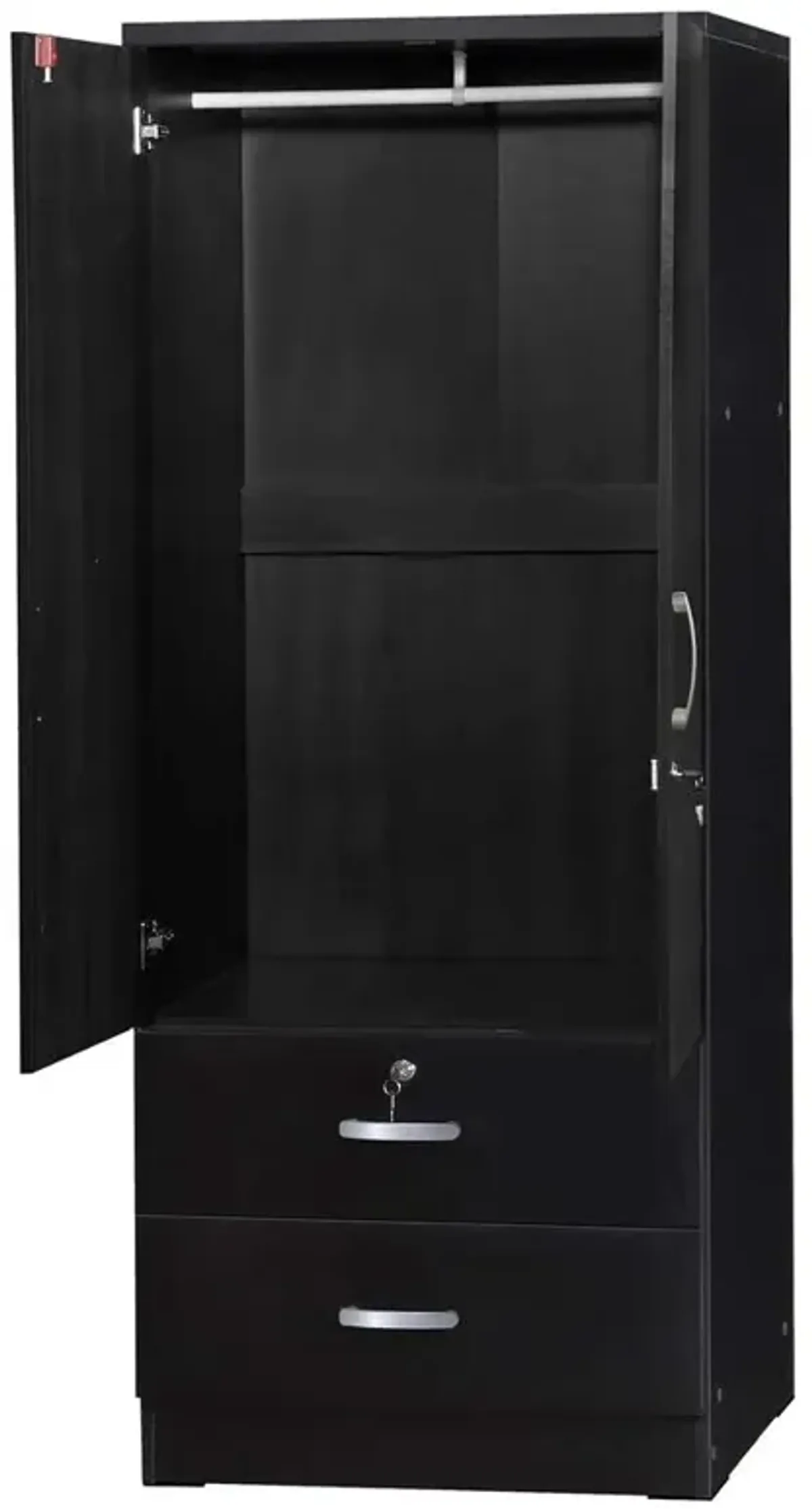 Better Home Products Grace Armoire Wardrobe with Mirror & Drawers in Black
