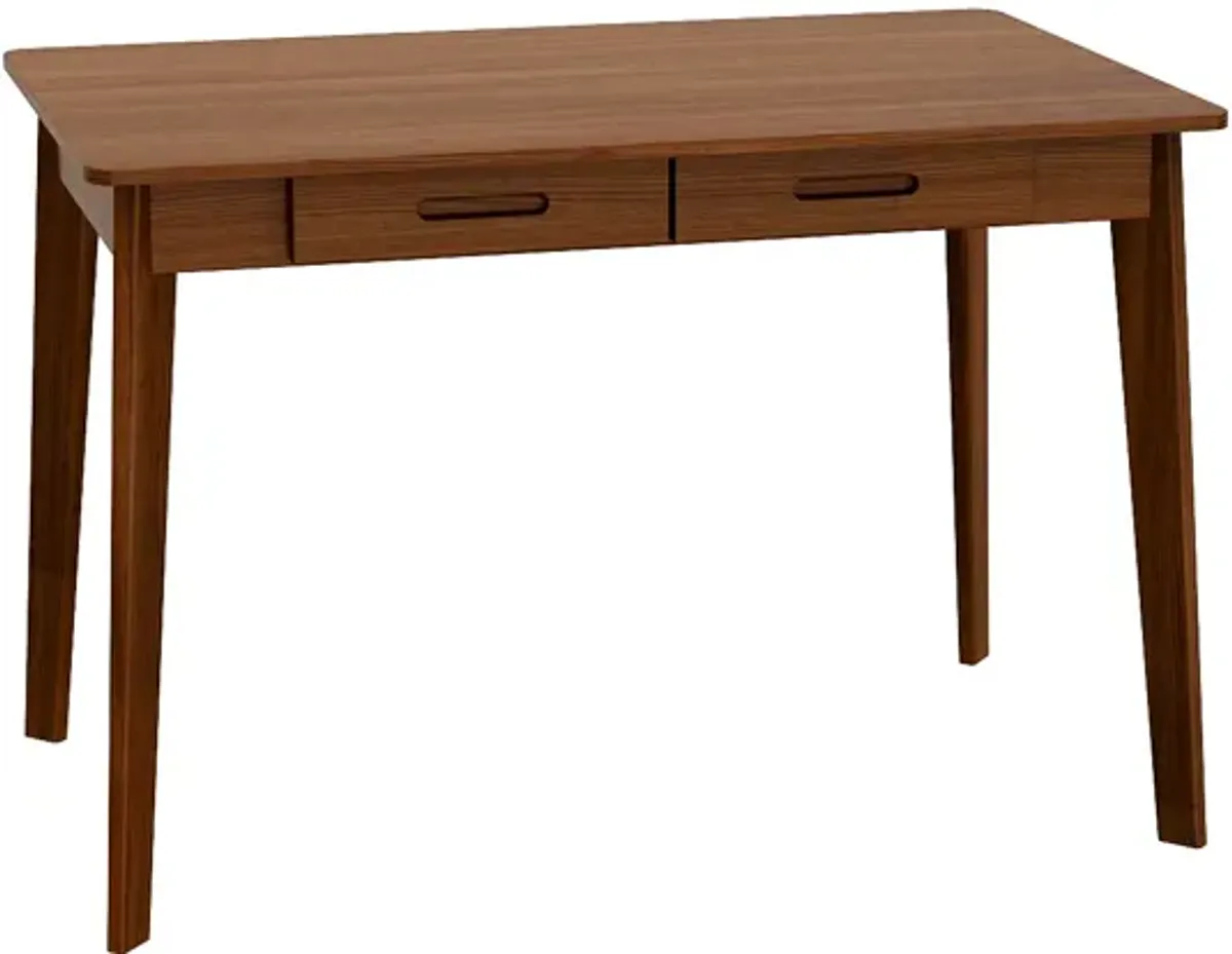 39.4 in. W-29.5 in. H Brown Walnut Computer Desk with 2-Drawers