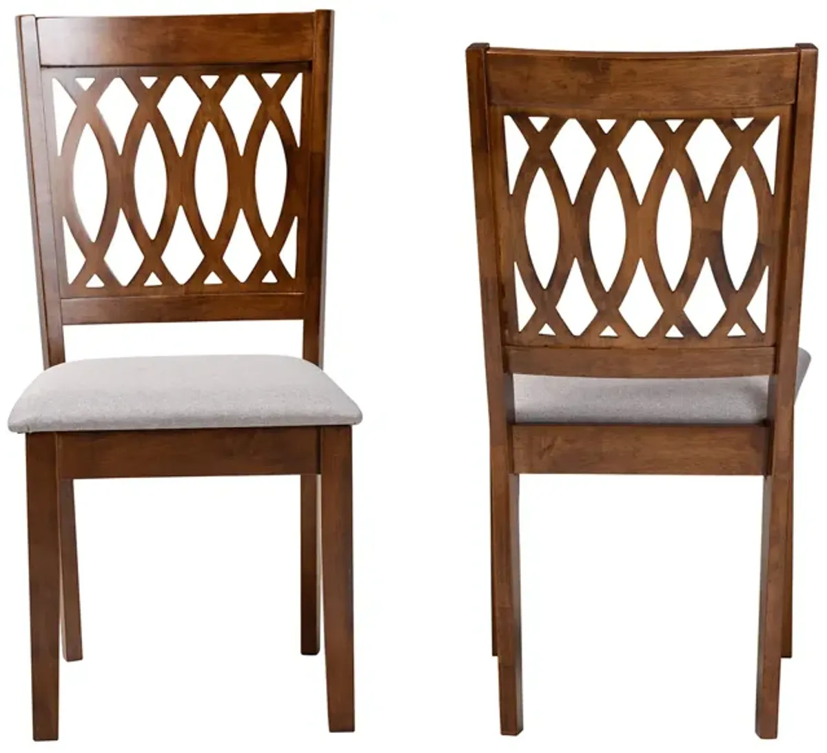 Baxton Studio Florencia Grey Fabric and Walnut Brown Finished Wood 2-Piece Dining Chair Set