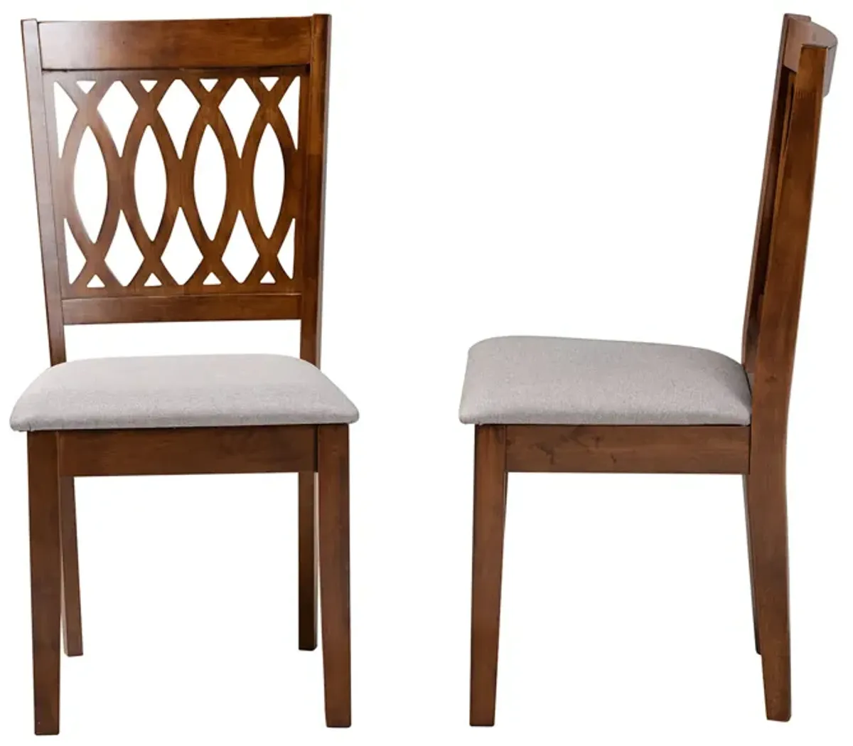 Baxton Studio Florencia Grey Fabric and Walnut Brown Finished Wood 2-Piece Dining Chair Set